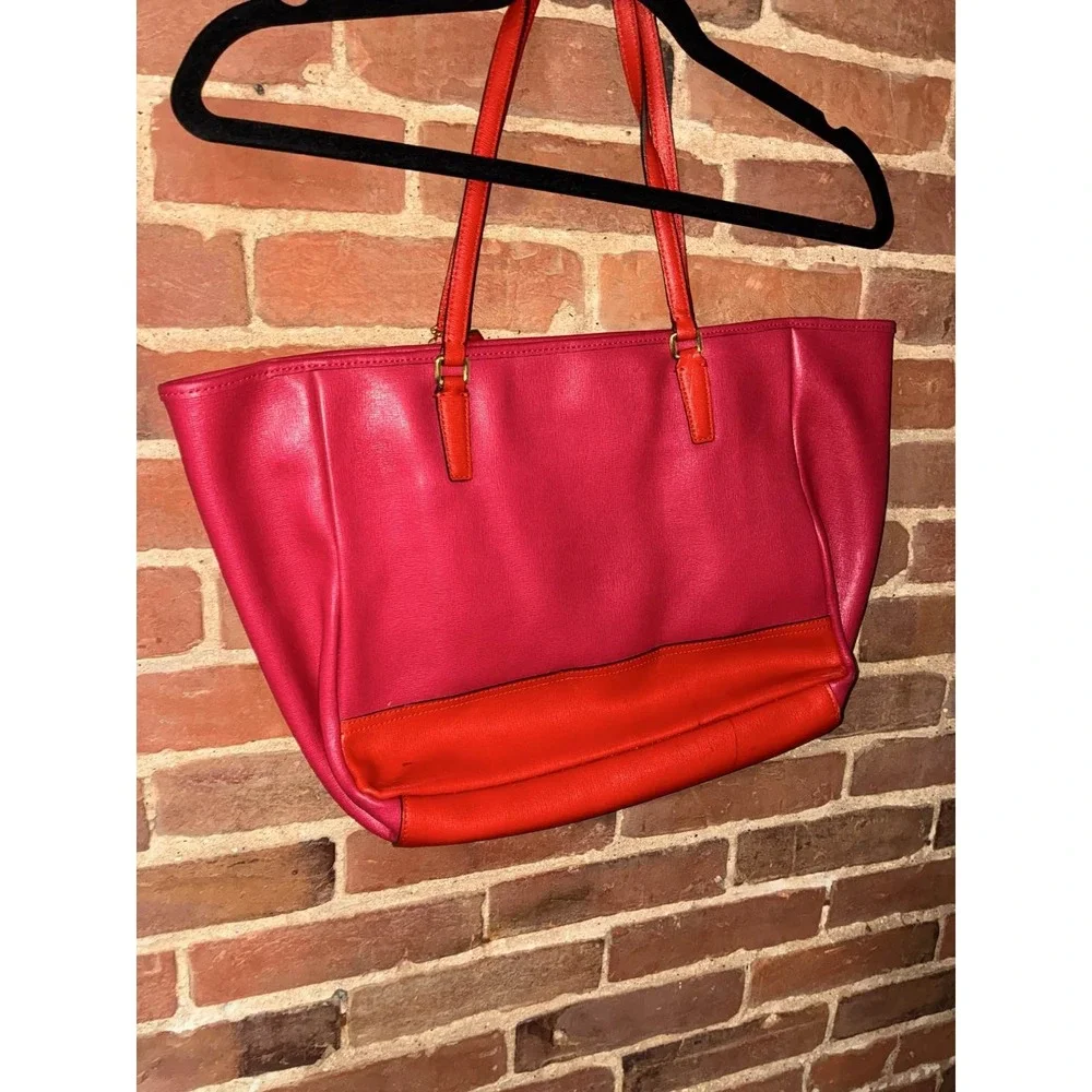 Coach NYC Tote Bag‎ Pink Red Leather Gold Hardware
